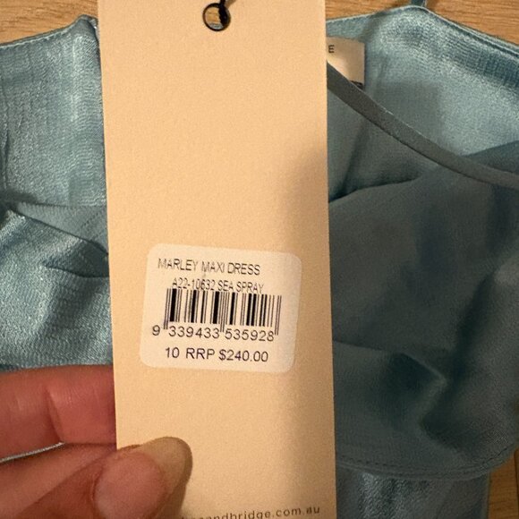 NWT Bec and Bridge Marley Maxi Silk Dress Sea Spray Blue Size 6 - Picture 6 of 7